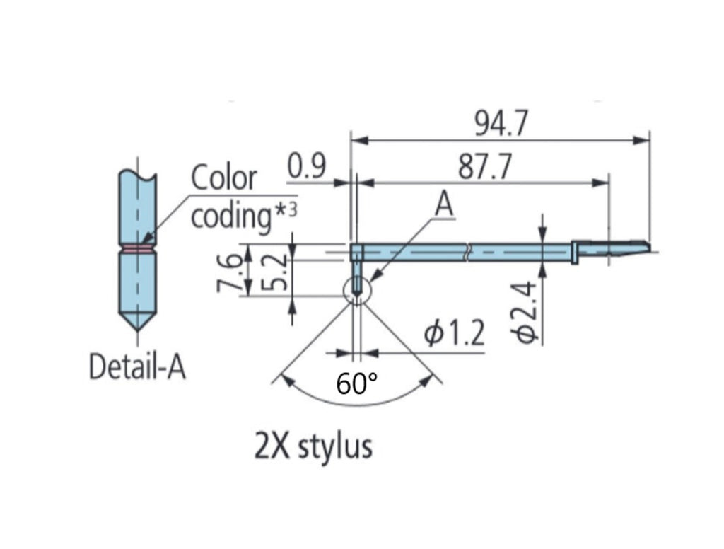 12AAC740 Mitutoyo SJ-400 Series Deep Hole 2X Stylus (2um Tip Radius)