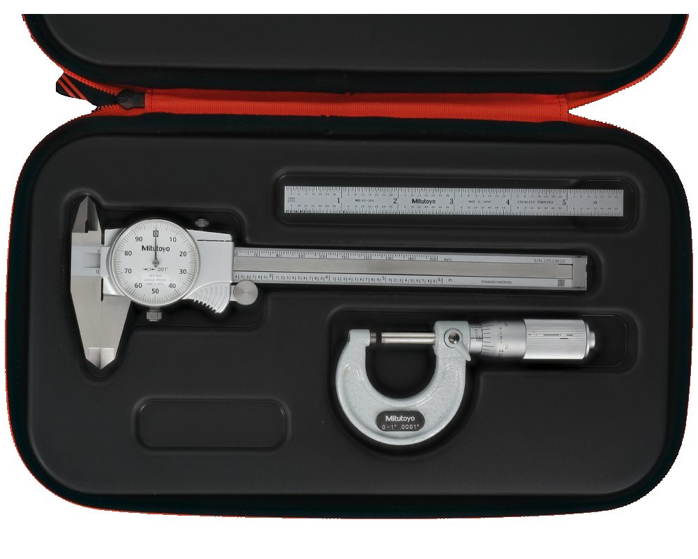 64PKA283 Mitutoyo Soft Case Tool Kit, Outside Micrometer 0-1