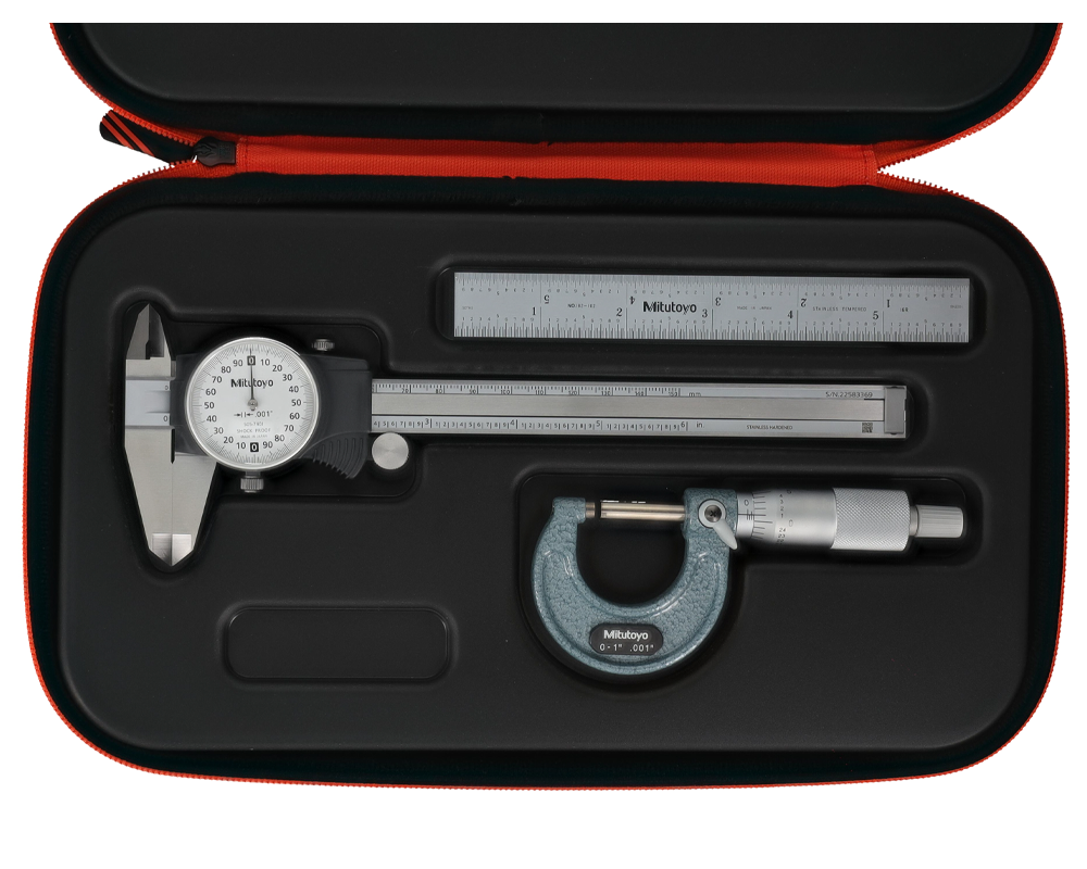 64PKA284 Mitutoyo Soft Case Tool Kit, Ratchet Stop Micrometer 1